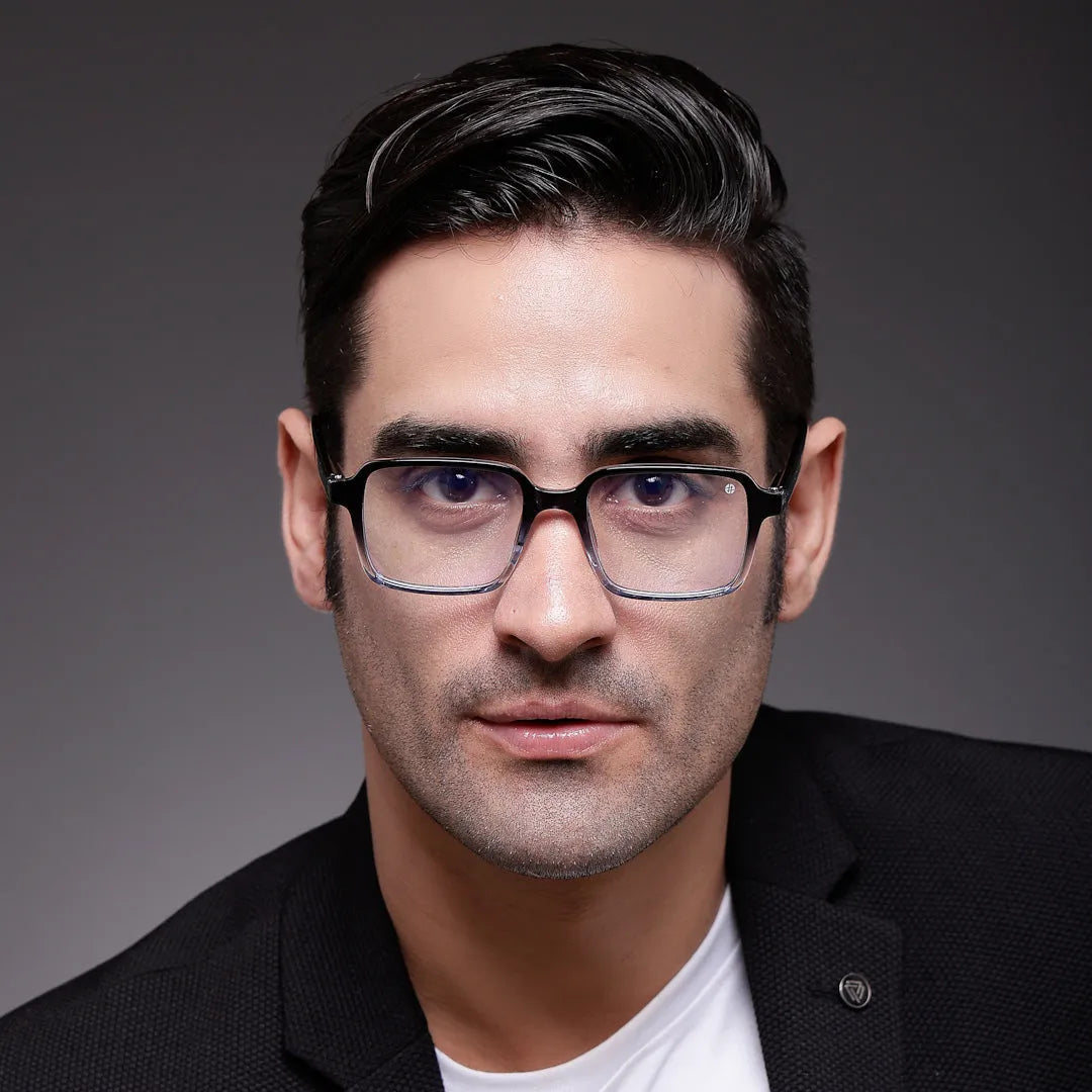 Enigma | Gradient Black Medium Full Rim Square Computer Glasses for Men & Women [Blue Block]