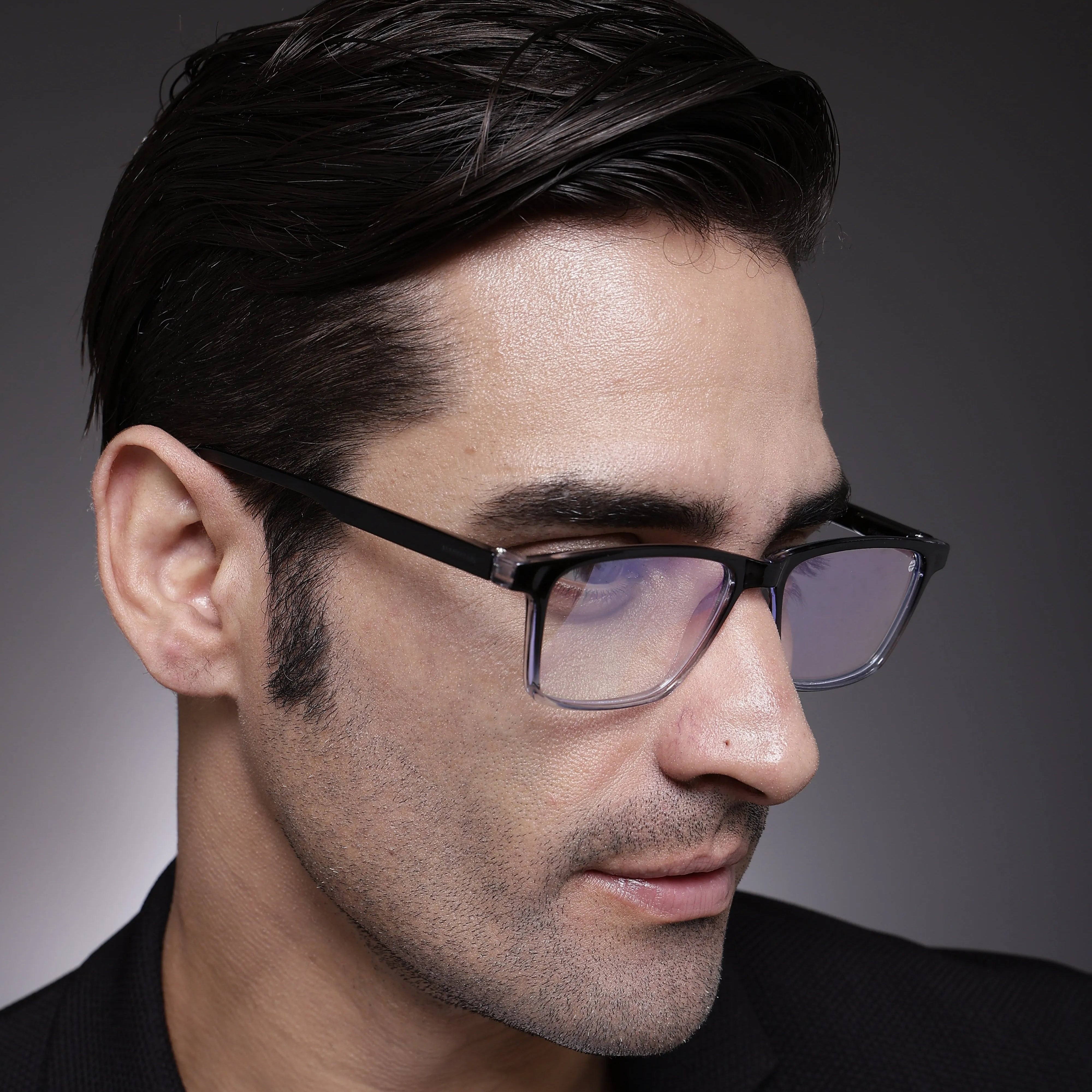 Aurora | Gradient Black Medium Full Rim Rectangle Computer Glasses for