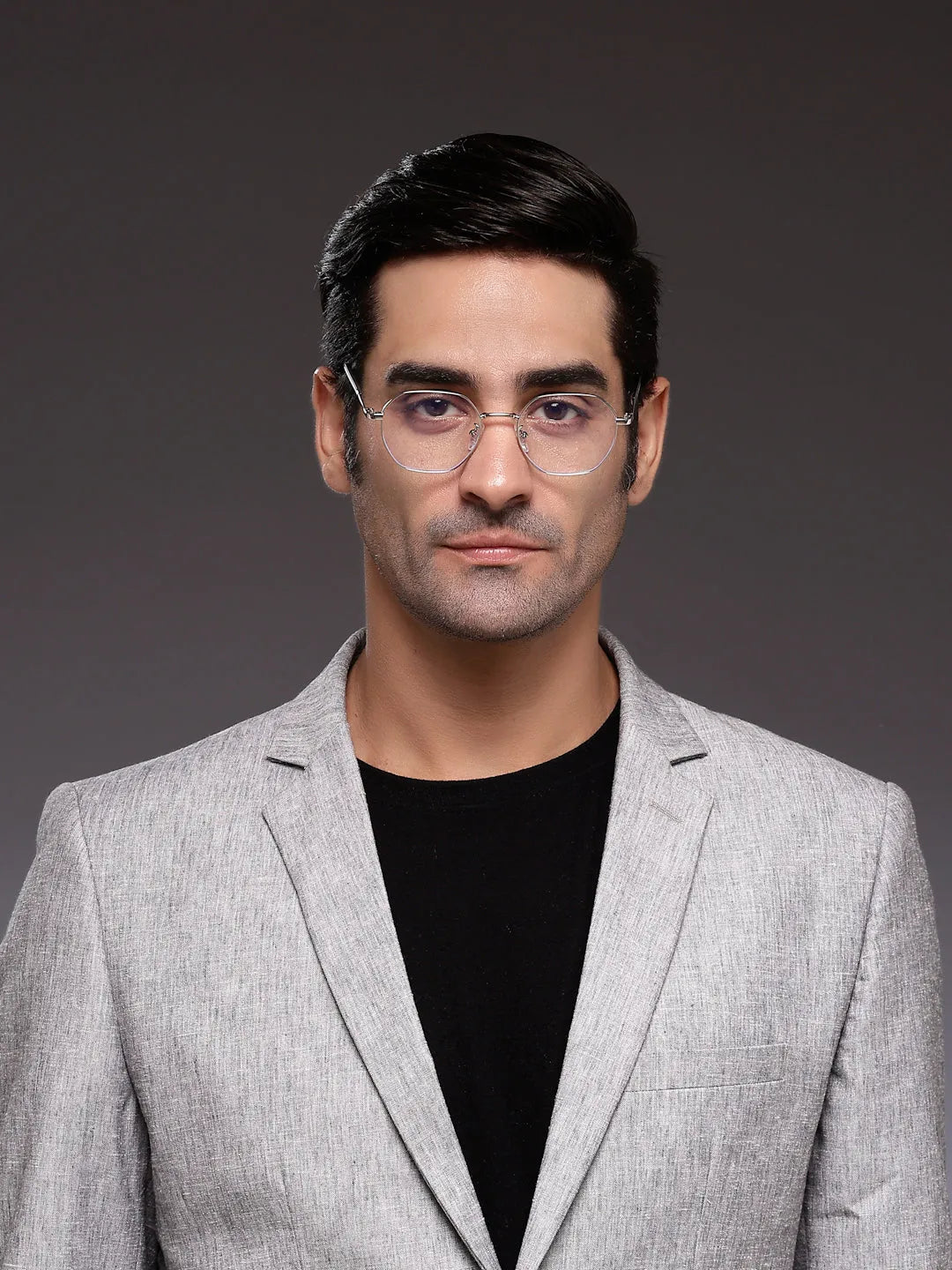 Dravon | Silver Medium Full Rim Hexagonal Computer Glasses for Men & Women [Blue Block]