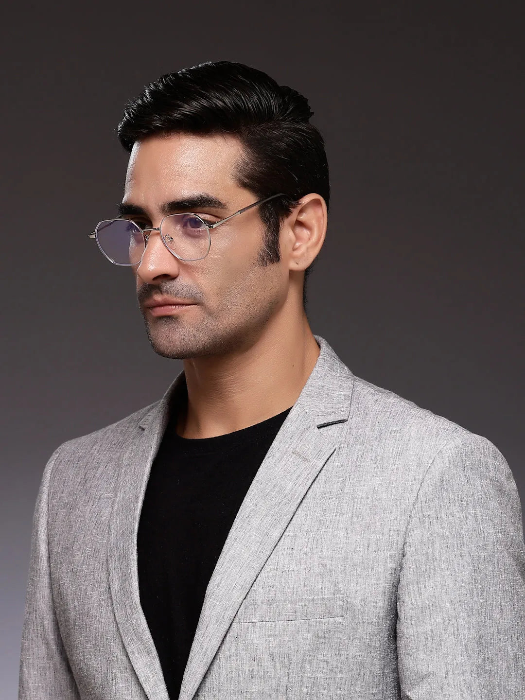 Dravon | Silver Medium Full Rim Hexagonal Computer Glasses for Men & Women [Blue Block]