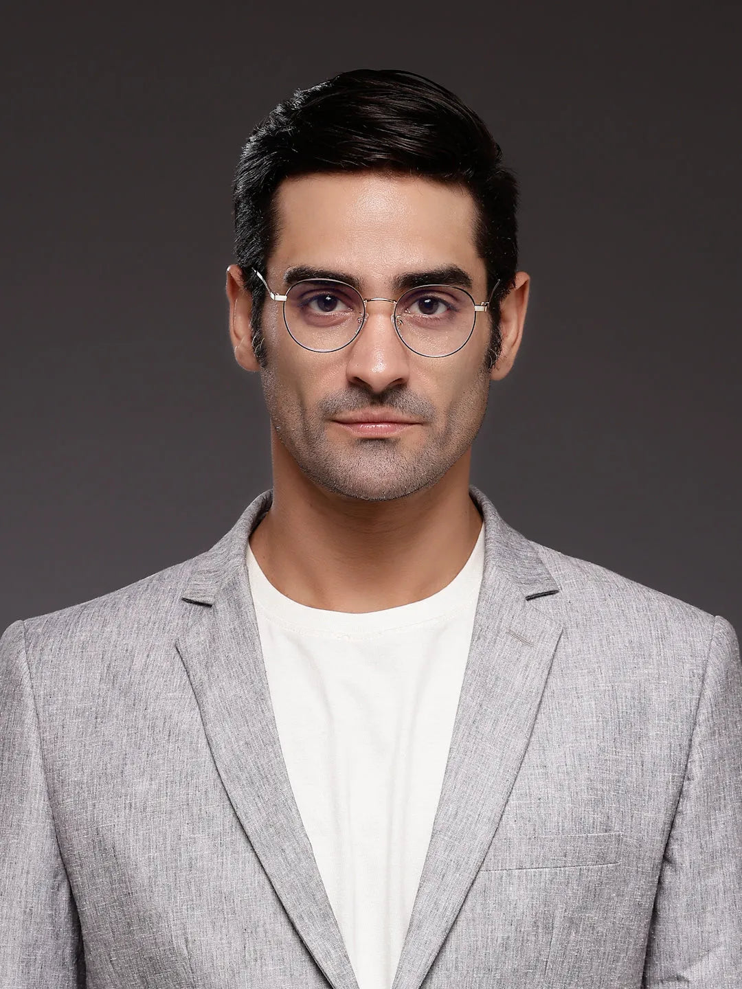 Galveris | Black & Gold Small Full Rim Round Computer Glasses for Men & Women [Blue Block]