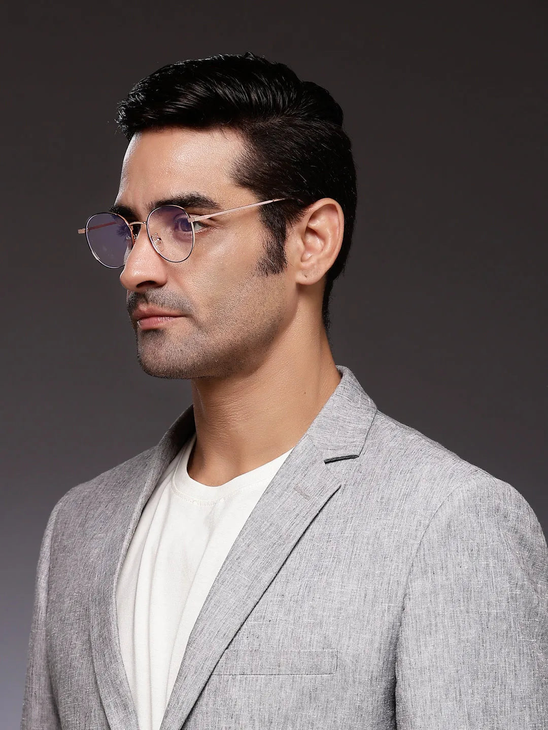 Galveris | Black & Rose Gold Small Full Rim Round Computer Glasses for Men & Women [Blue Block]