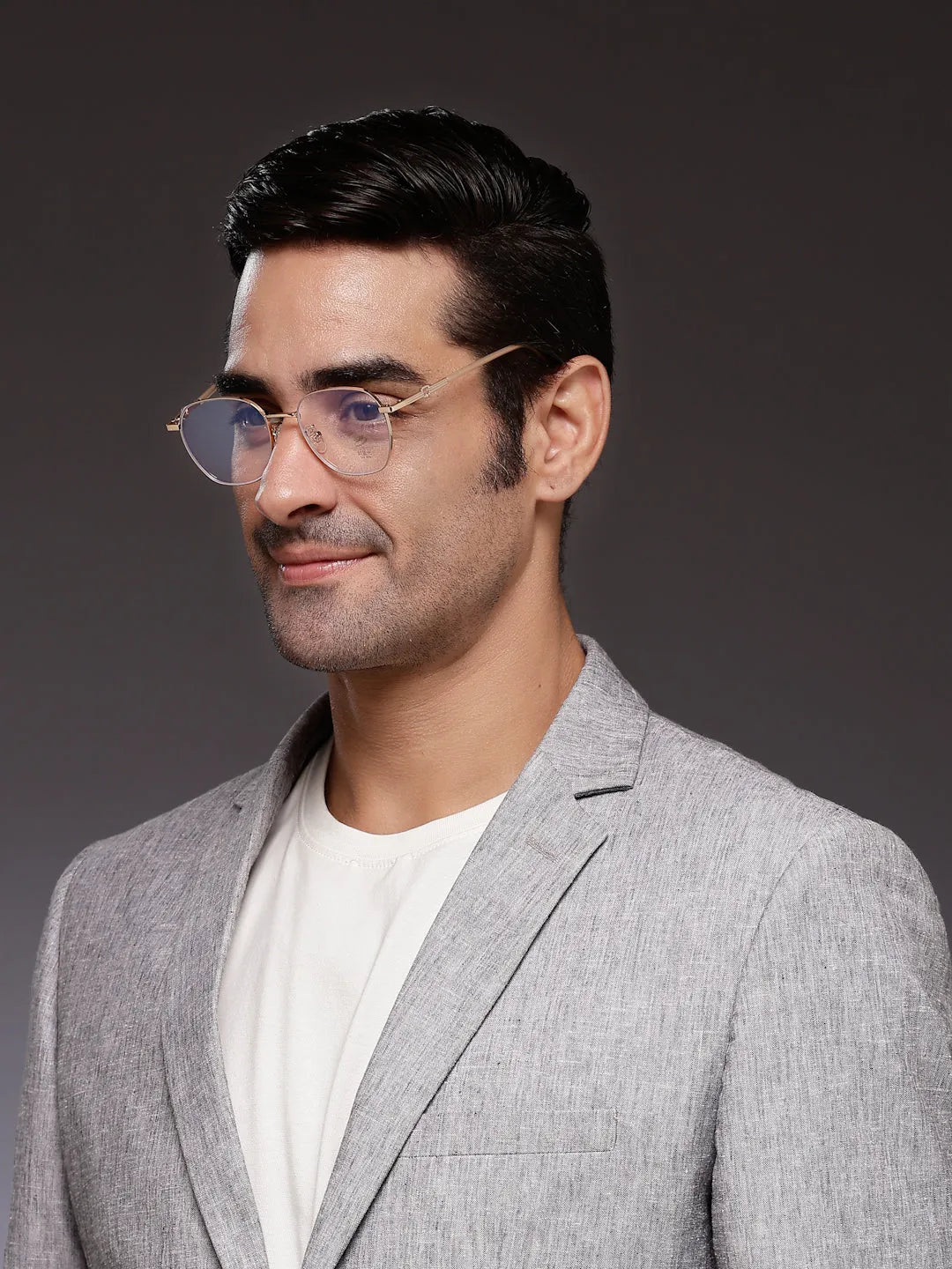 Frostis | Golden Small Full Rim Hexagonal Computer Glasses for Men & Women [Blue Block]