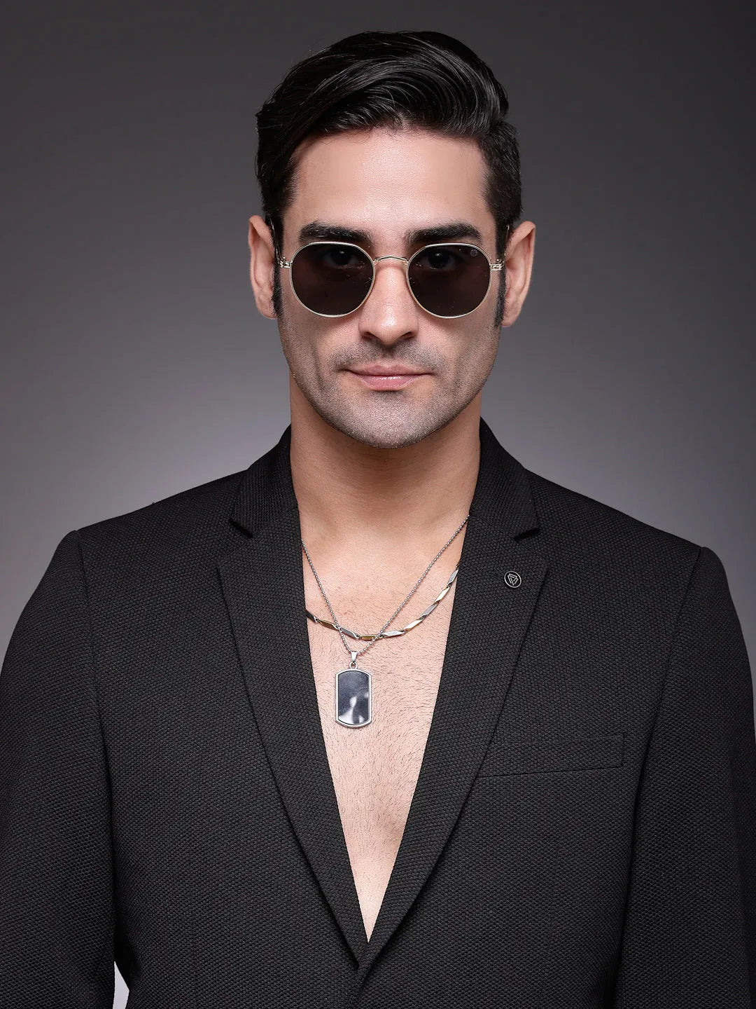 Ithon | Black Medium Full Rim Oval Sunglasses for Men [UV-protected]