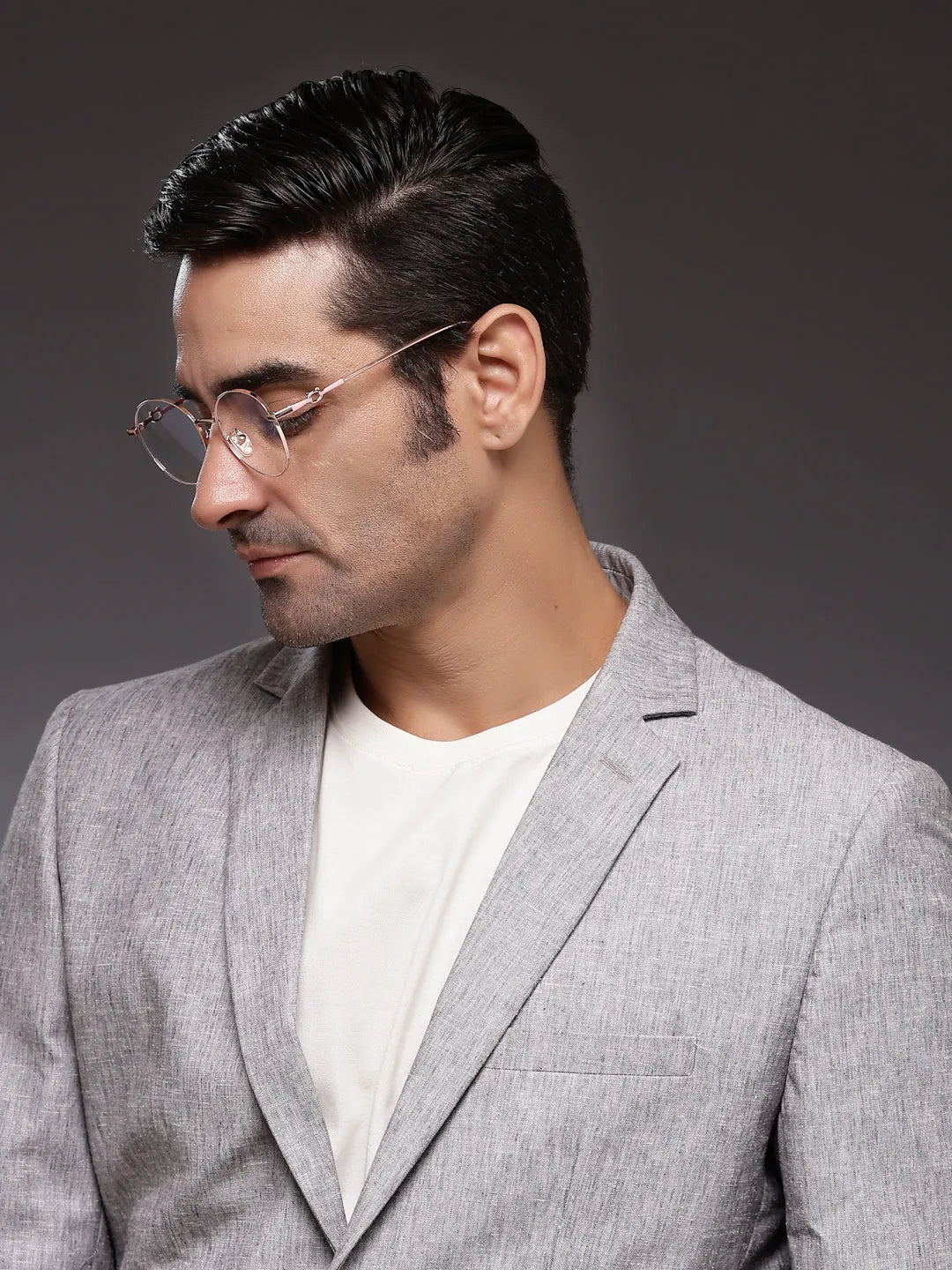 Astrid | Silver & Black Medium Full Rim Oval Computer Glasses for Men & Women [Blue Block]