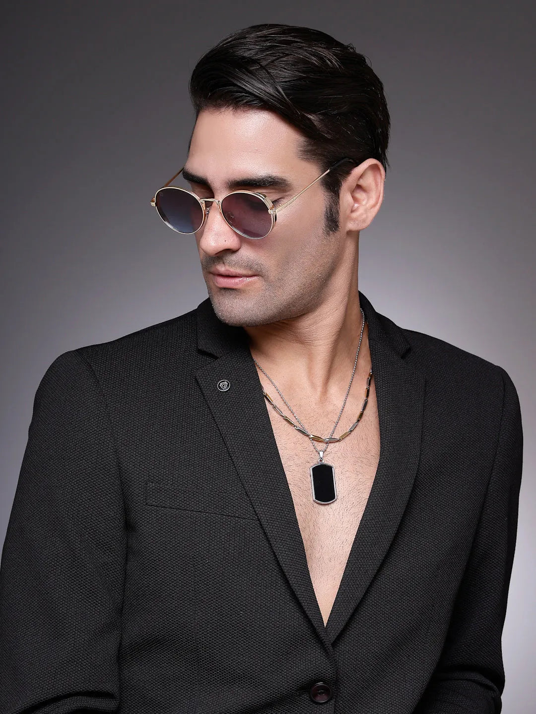 Ignisia | Gradient Brown & Blue Medium Full Rim Oval Sunglasses for Men [UV-protected]