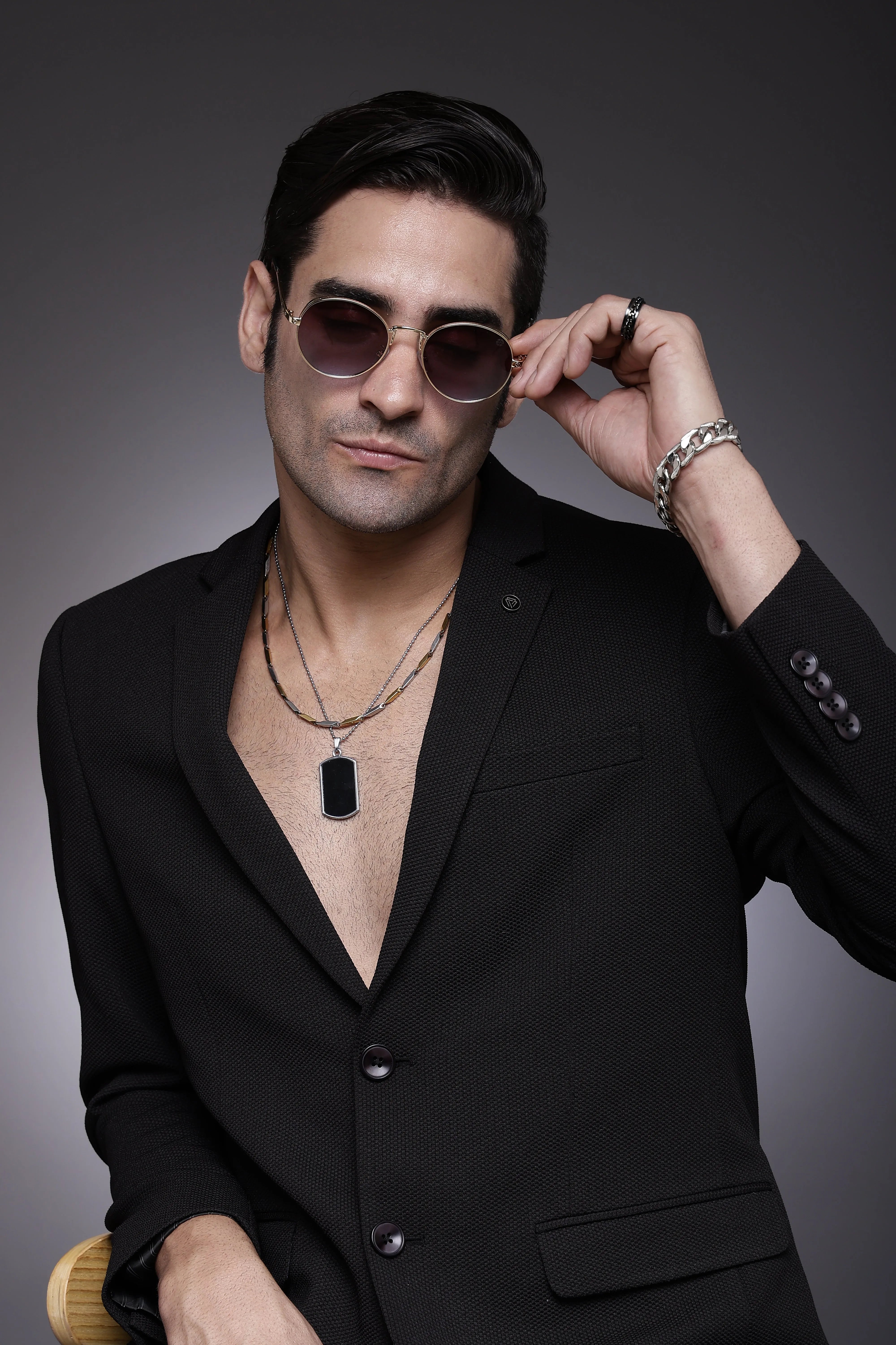 Ignisia | Gradient Brown & Blue Medium Full Rim Oval Sunglasses for Men [UV-protected]