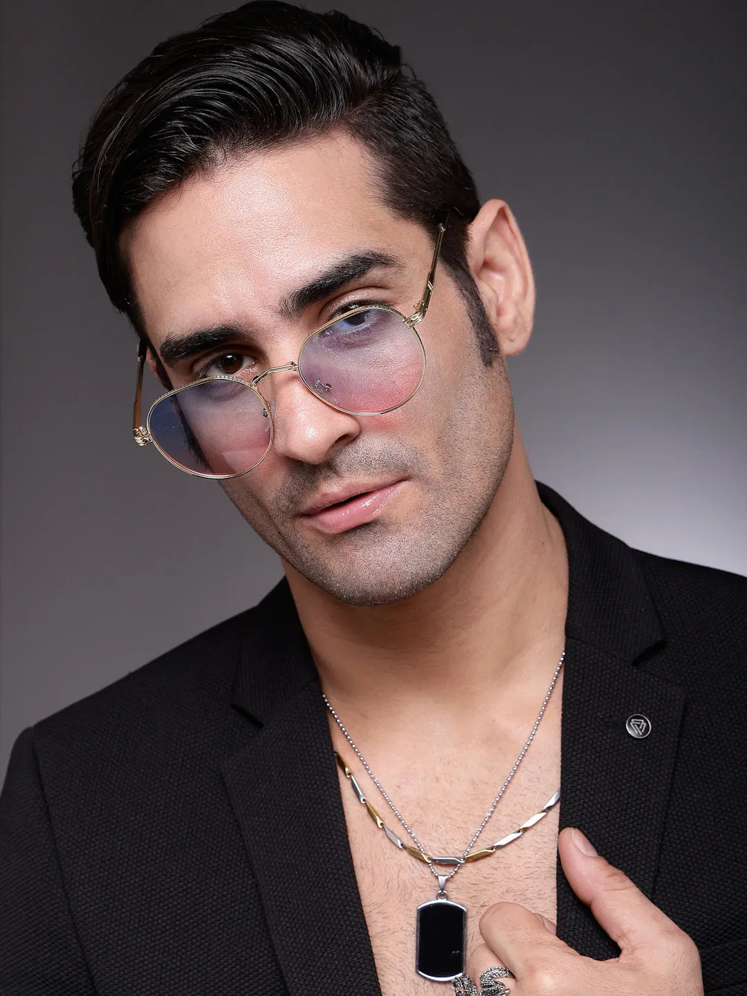 Ithon | Golden Medium Full Rim Oval Sunglasses for Men [UV-protected]