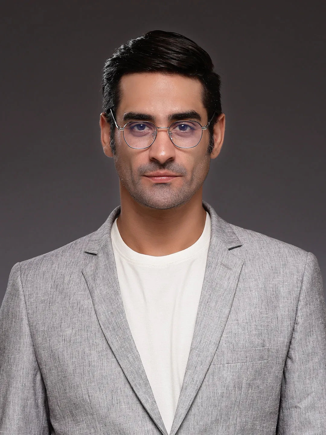 Frostis | Black & Silver Small Full Rim Hexagonal Computer Glasses for Men & Women [Blue Block]