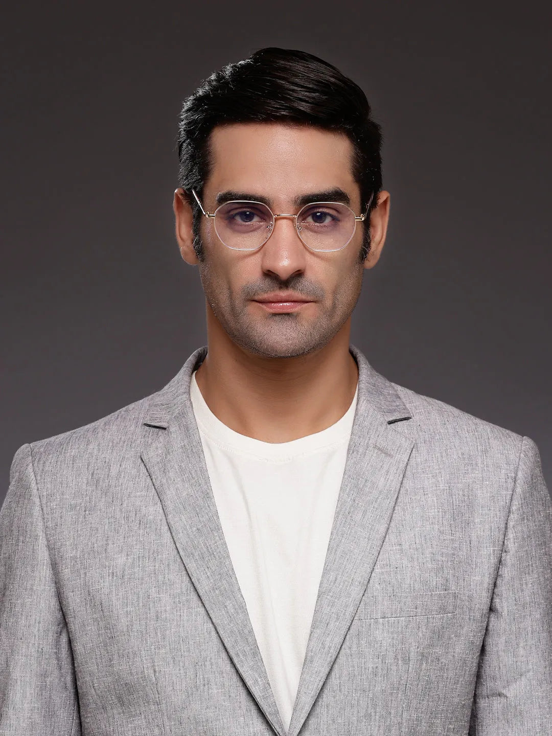 Dravon | Golden Medium Full Rim Hexagonal Computer Glasses for Men & Women [Blue Block]