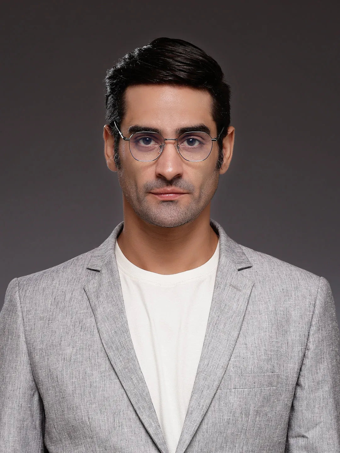 Frostis | Grey Small Full Rim Hexagonal Computer Glasses for Men & Women [Blue Block]