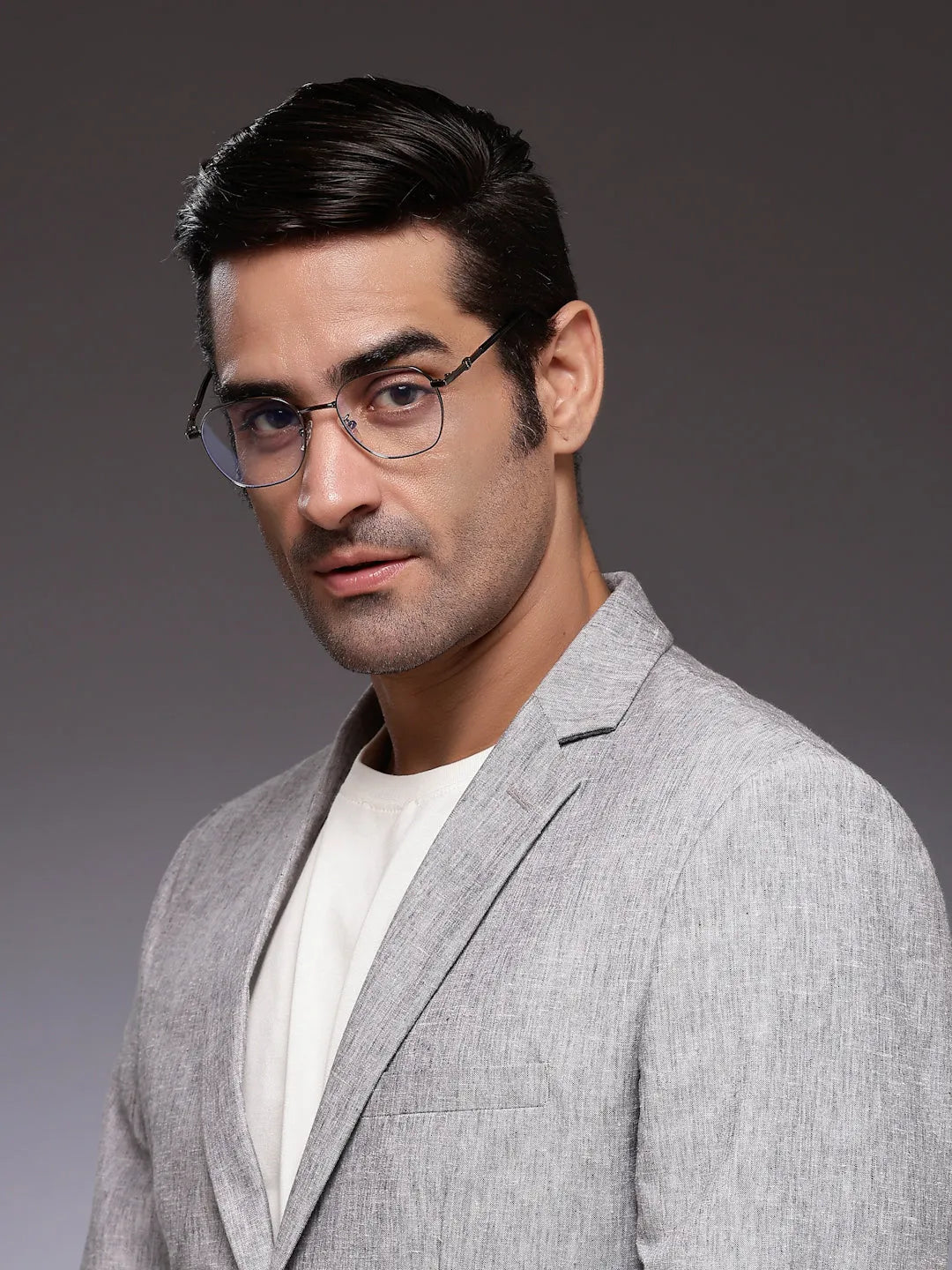 Frostis | Grey Small Full Rim Hexagonal Computer Glasses for Men & Women [Blue Block]