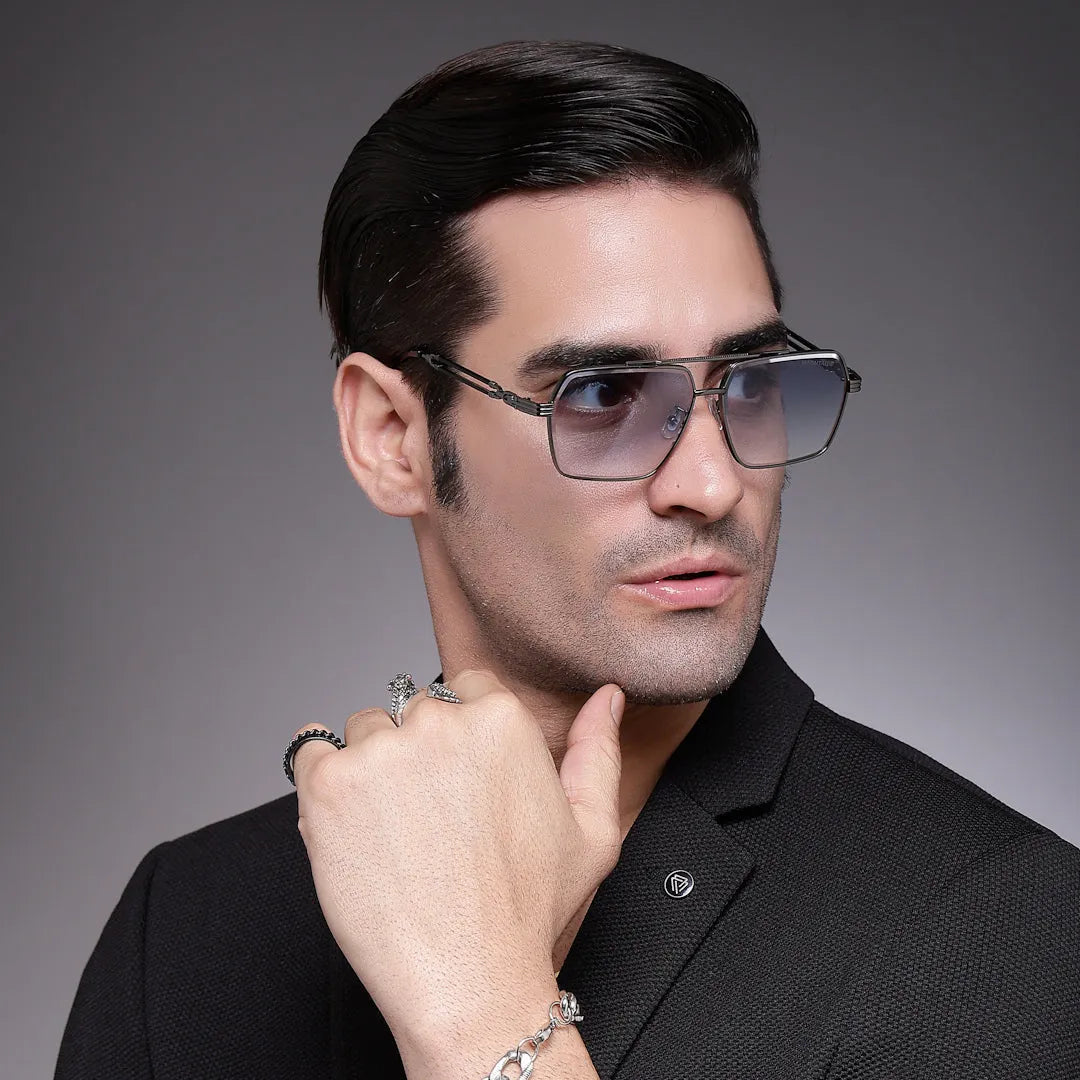 Orbital | Gradient Grey Medium Full Rim Rectangle Sunglasses for Men & Women [UV-protected]