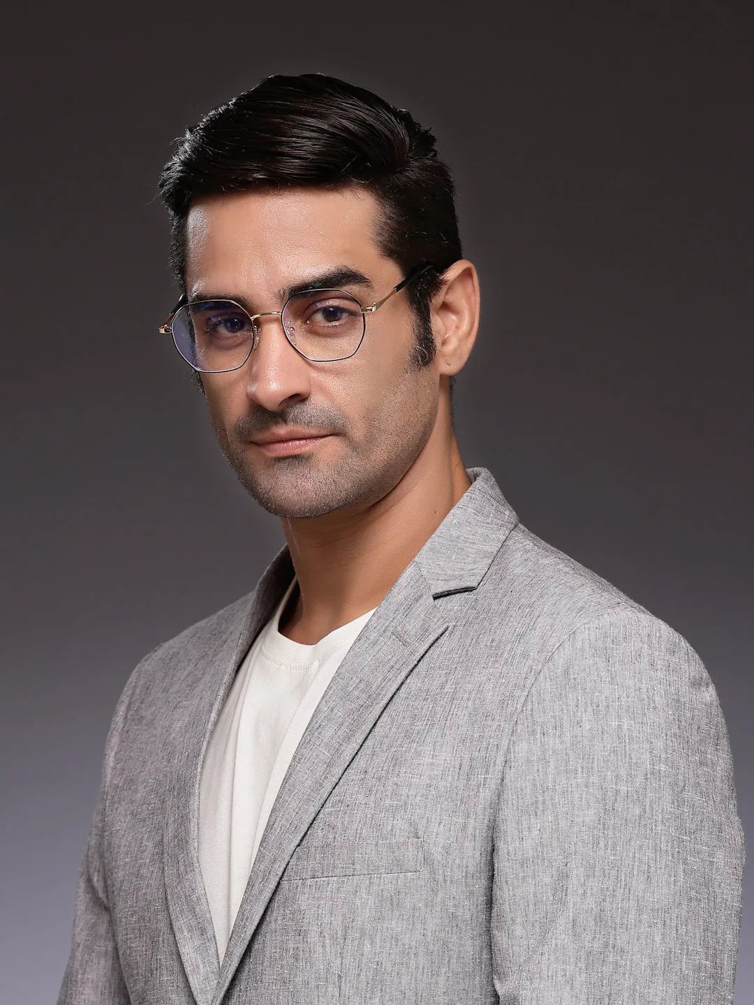 Dravon | Golden & Black Medium Full Rim Hexagonal Computer Glasses for Men & Women [Blue Block]