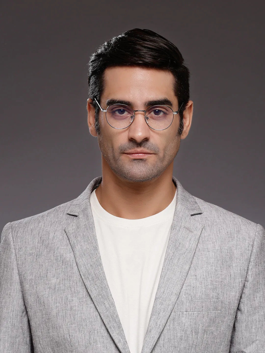 Galveris | Grey Small Full Rim Round Computer Glasses for Men & Women [Blue Block]