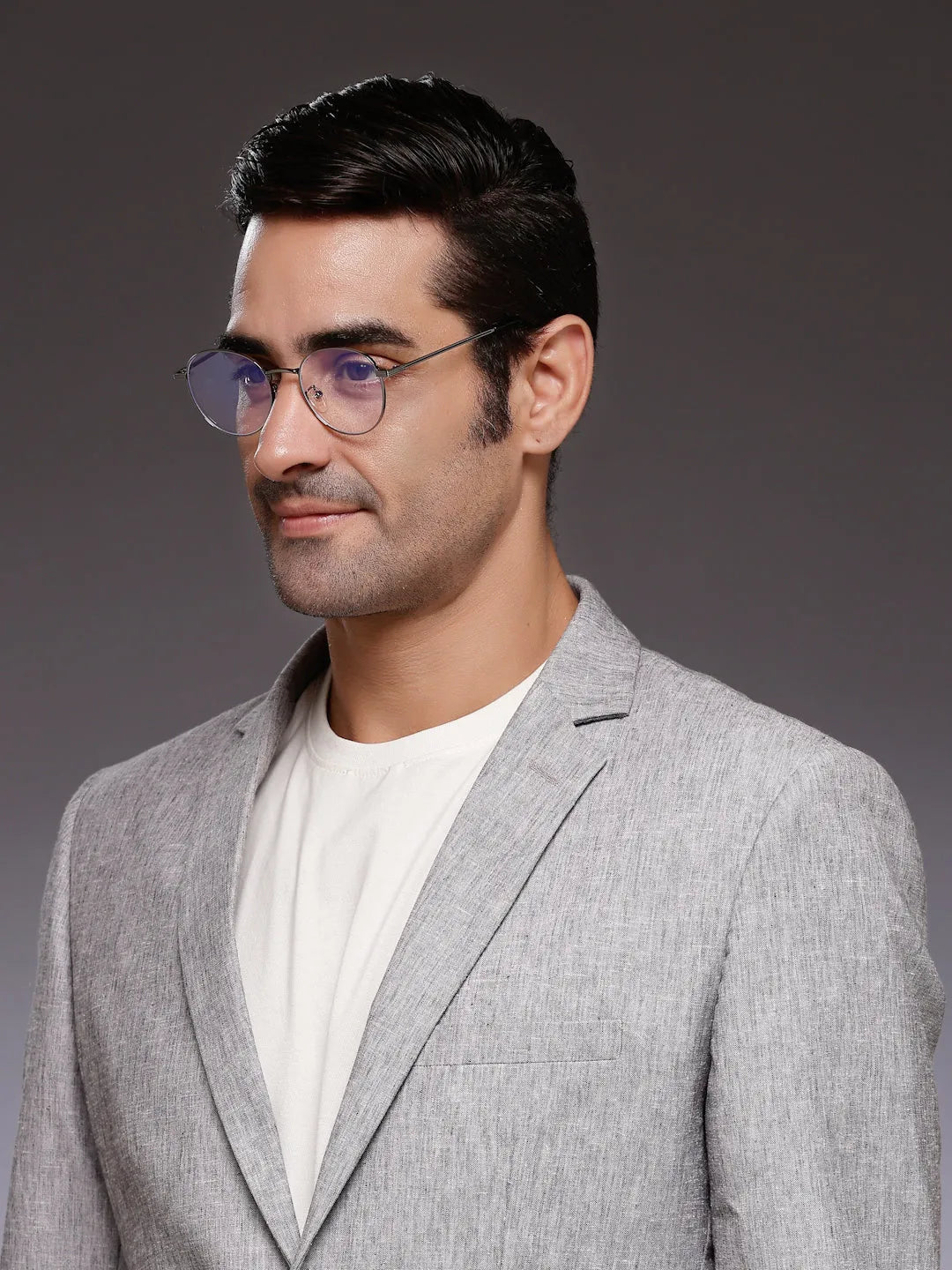 Galveris | Grey Small Full Rim Round Computer Glasses for Men & Women [Blue Block]