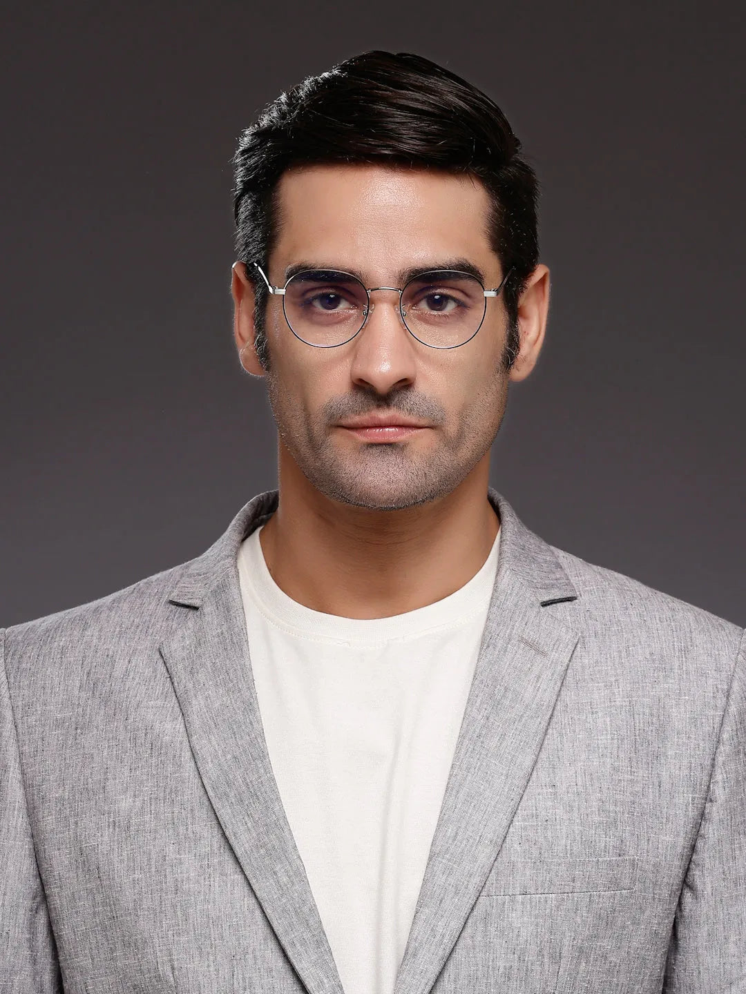 Galveris | Black & Silver Small Full Rim Round Computer Glasses for Men & Women [Blue Block]