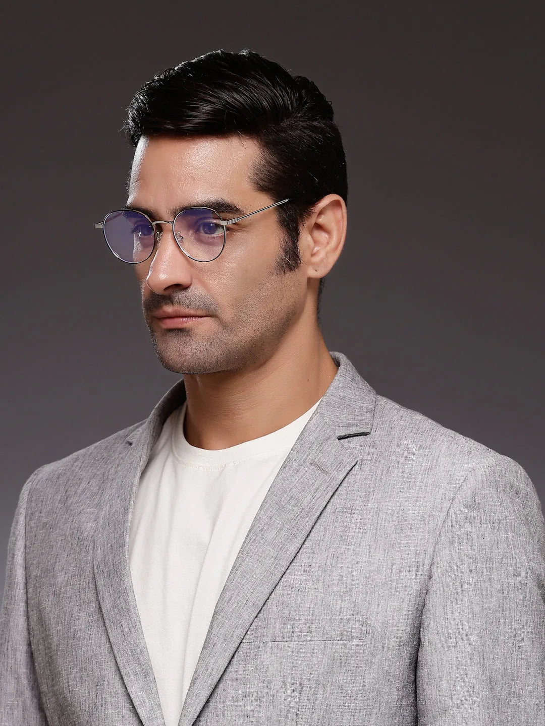 Galveris | Black & Silver Small Full Rim Round Computer Glasses for Men & Women [Blue Block]