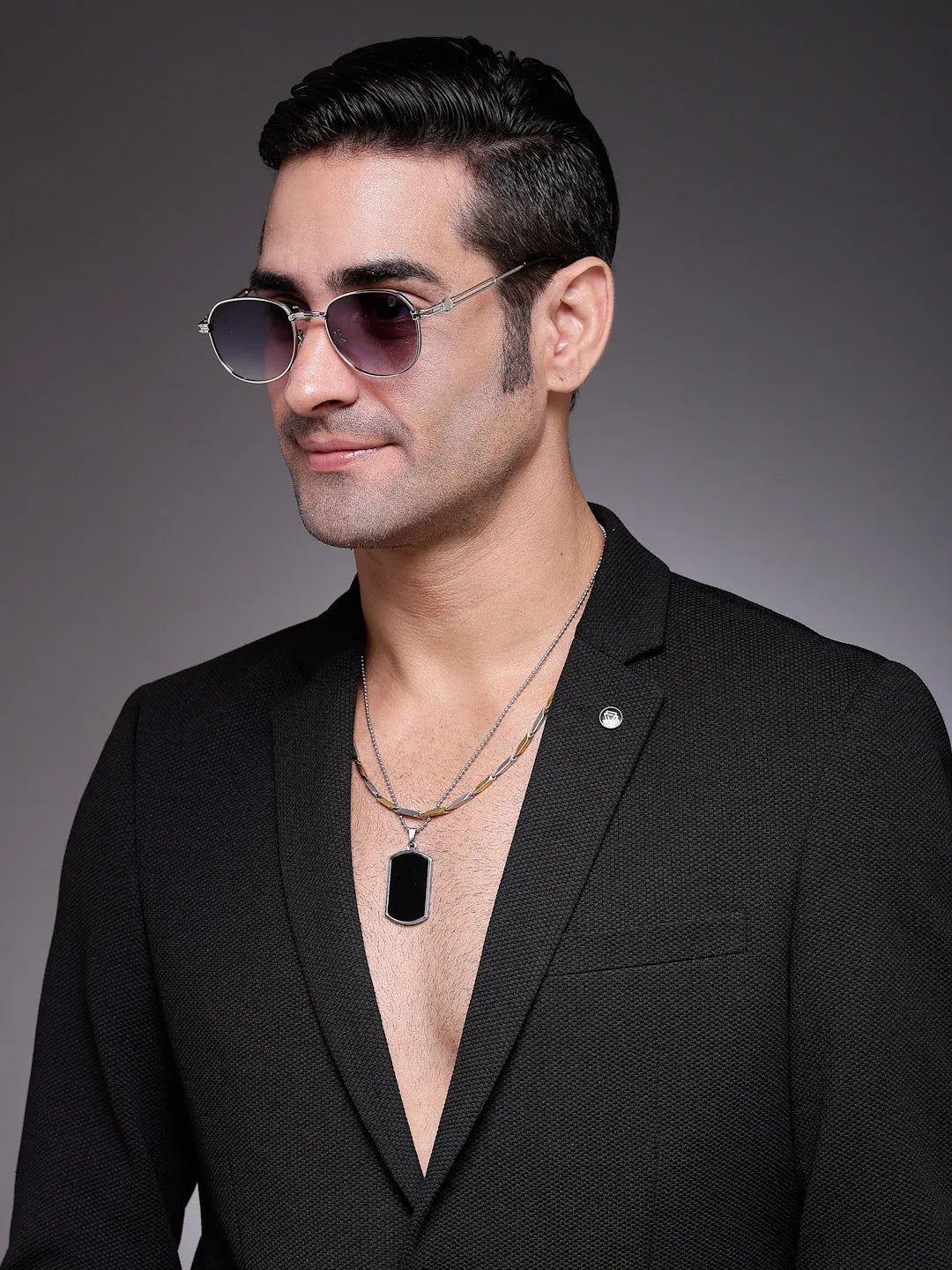 Starfall | Gradient Grey Medium Full Rim Oval Sunglasses for Men [UV-protected]