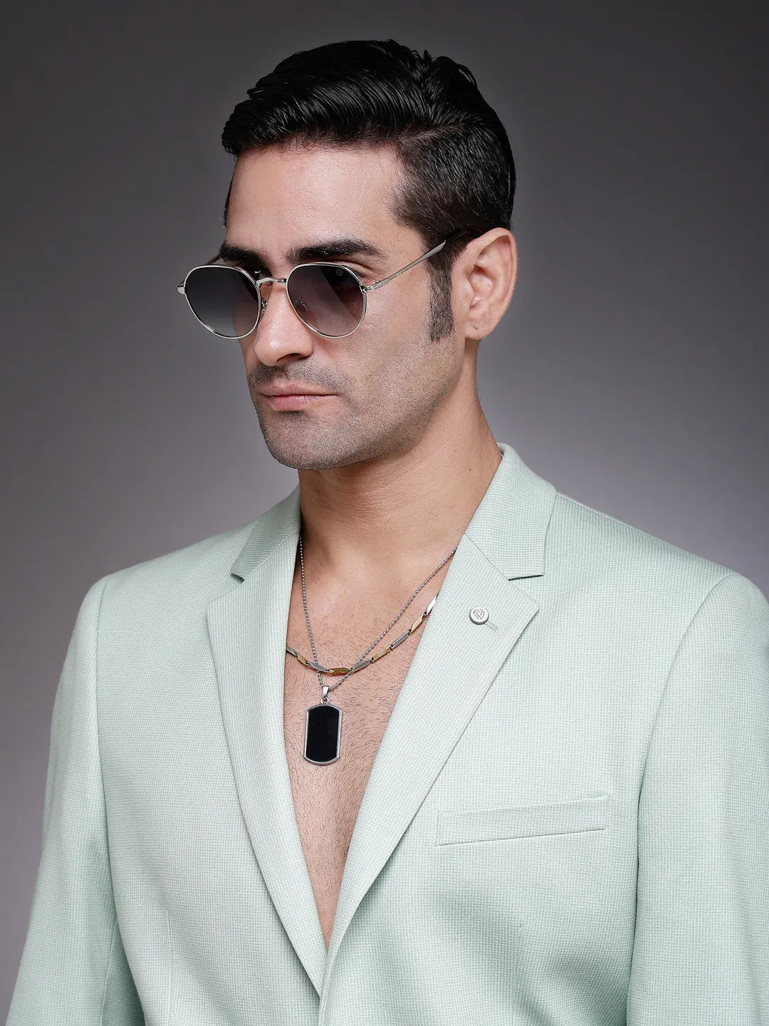 Veylara | Gradient Green Medium Full Rim Oval Sunglasses for Men [UV-protected]