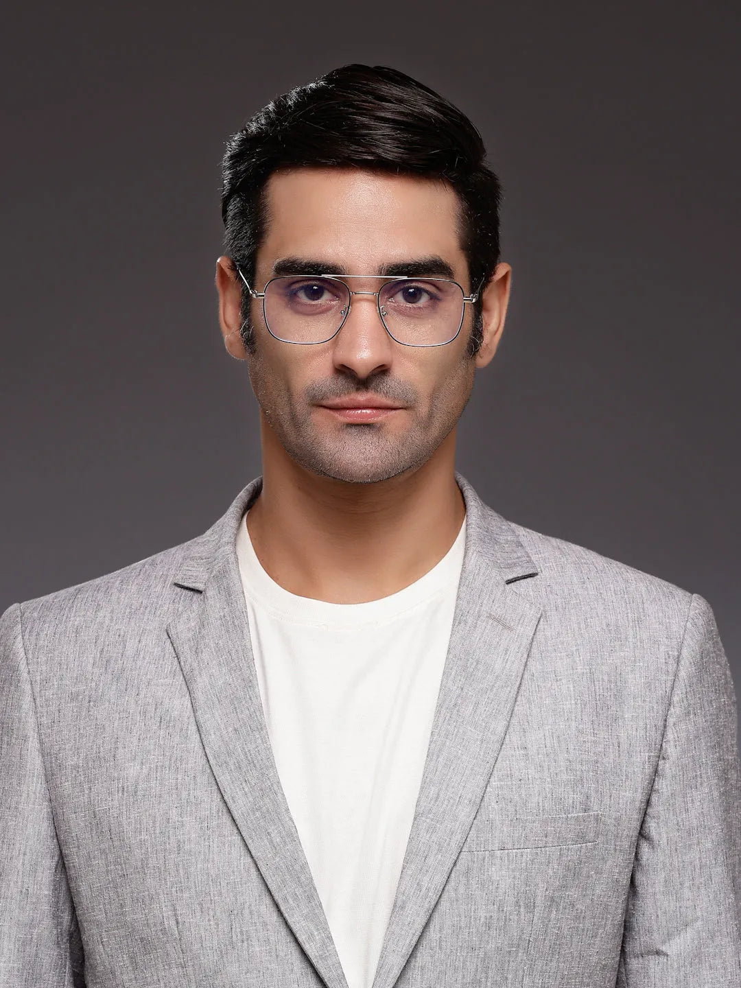 Jovion | Black & Silver Medium Full Rim RECTANGLE Computer Glasses for Men & Women [Blue Block]