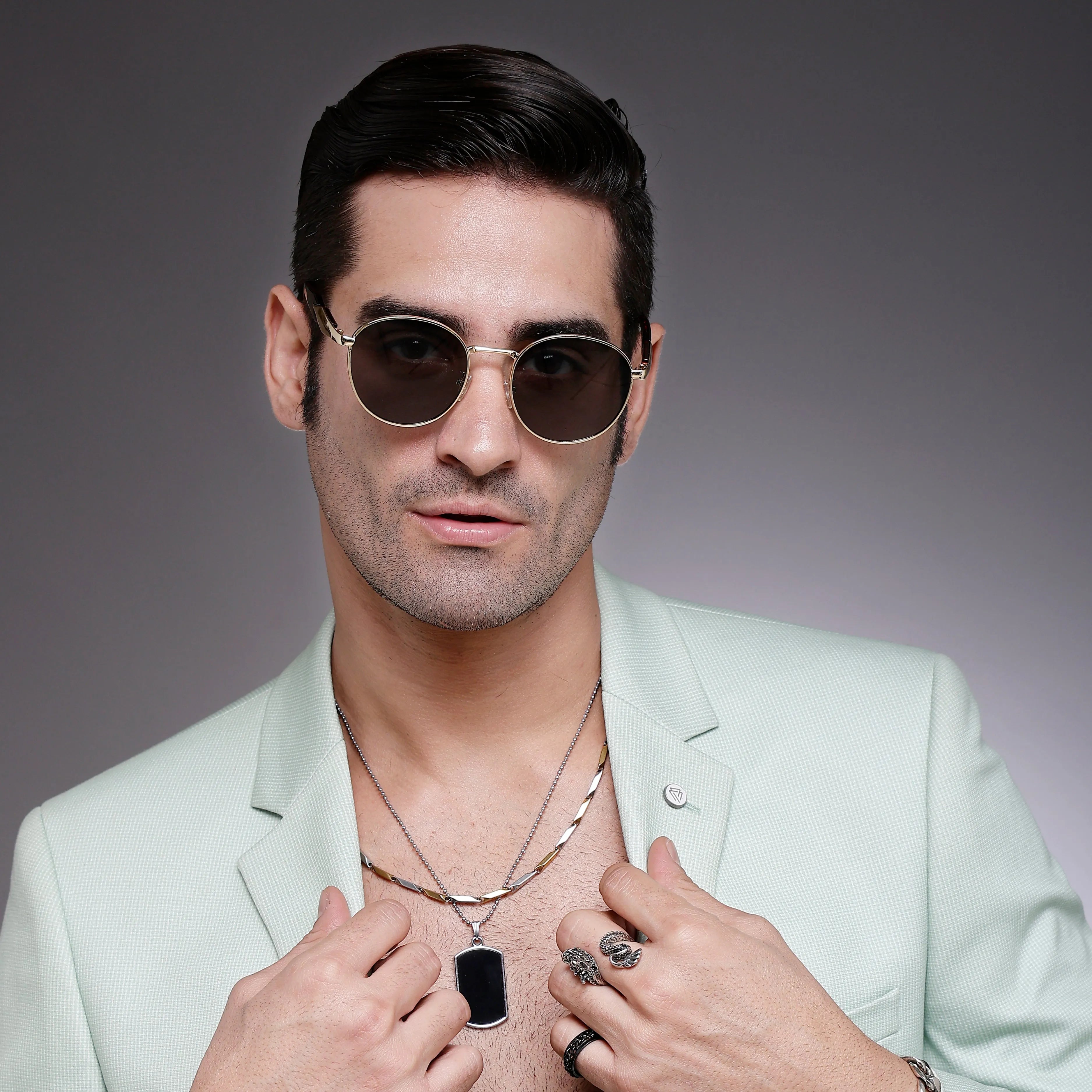 Platinum | Green Medium Full Rim Oval Sunglasses for Men & Women [UV-protected]
