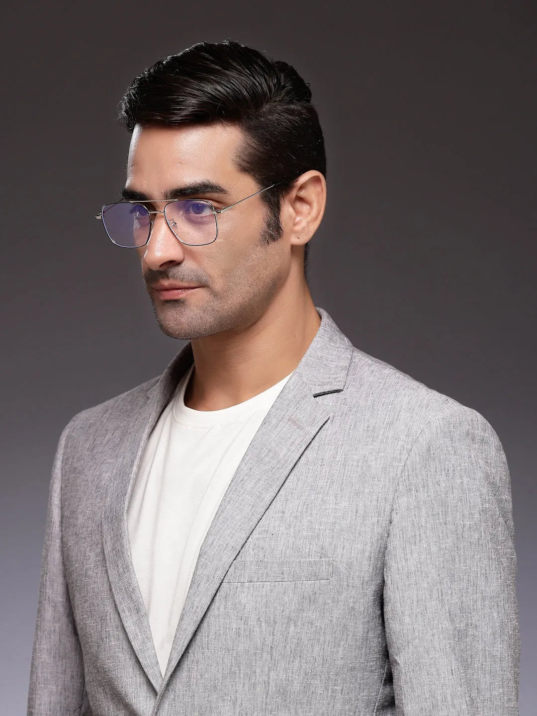 Jovion | Black & Silver Medium Full Rim RECTANGLE Computer Glasses for Men & Women [Blue Block]