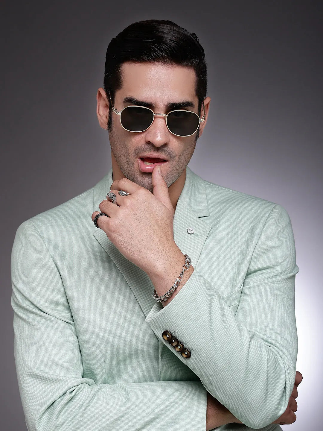 Starfall | Green Medium Full Rim Oval Sunglasses for Men [UV-protected]