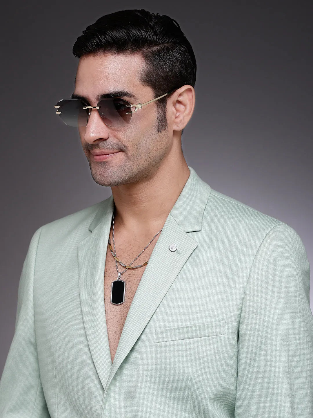 Valora | Gradient Green Medium Rim Less Square Sunglasses for Men [UV-protected]