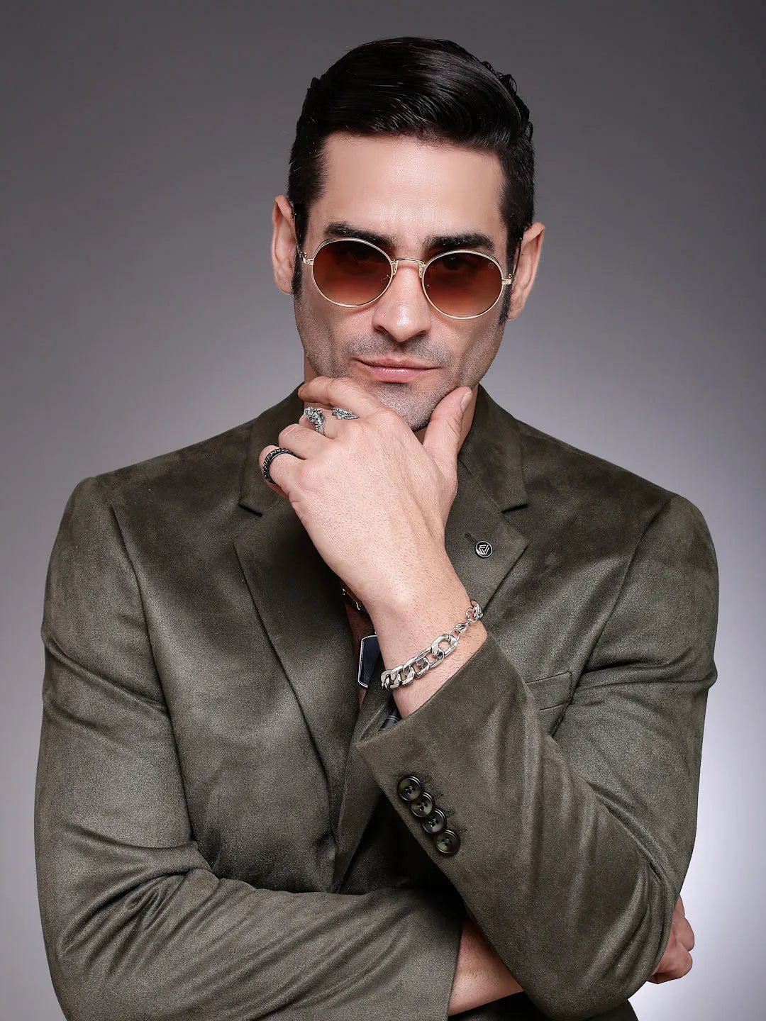 Ignisia | Gradient Brown Medium Full Rim Oval Sunglasses for Men [UV-protected]