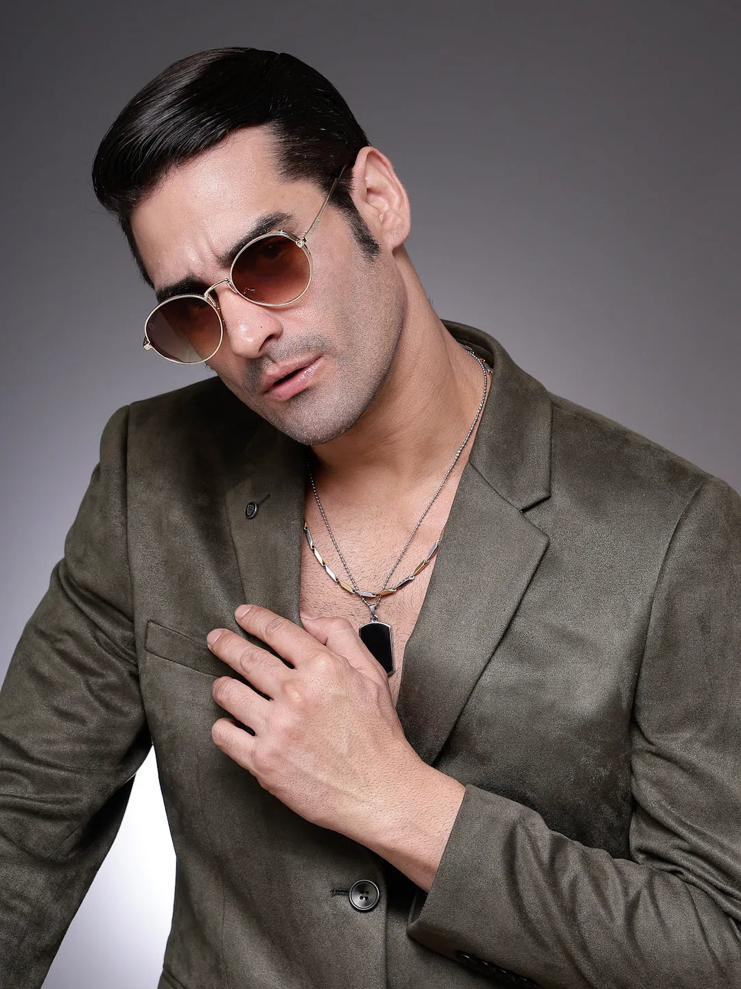 Ignisia | Gradient Brown Medium Full Rim Oval Sunglasses for Men [UV-protected]