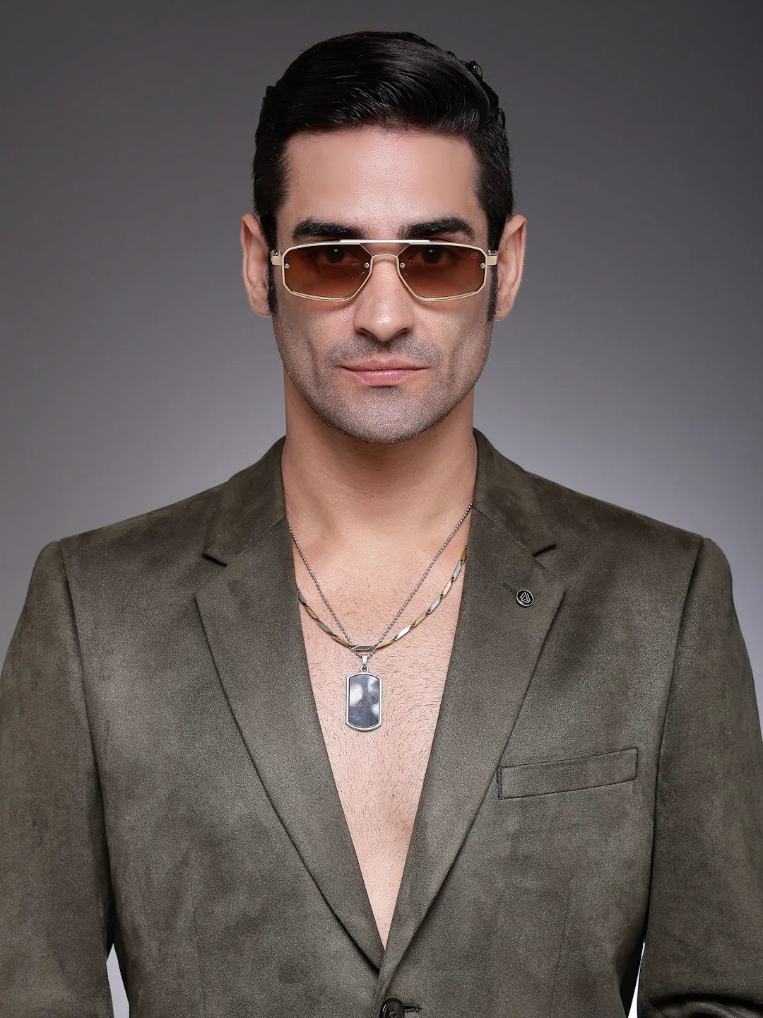 Shadron | Gredient Brown Medium Full Rim Rectangle Sunglasses for Men [UV-protected]