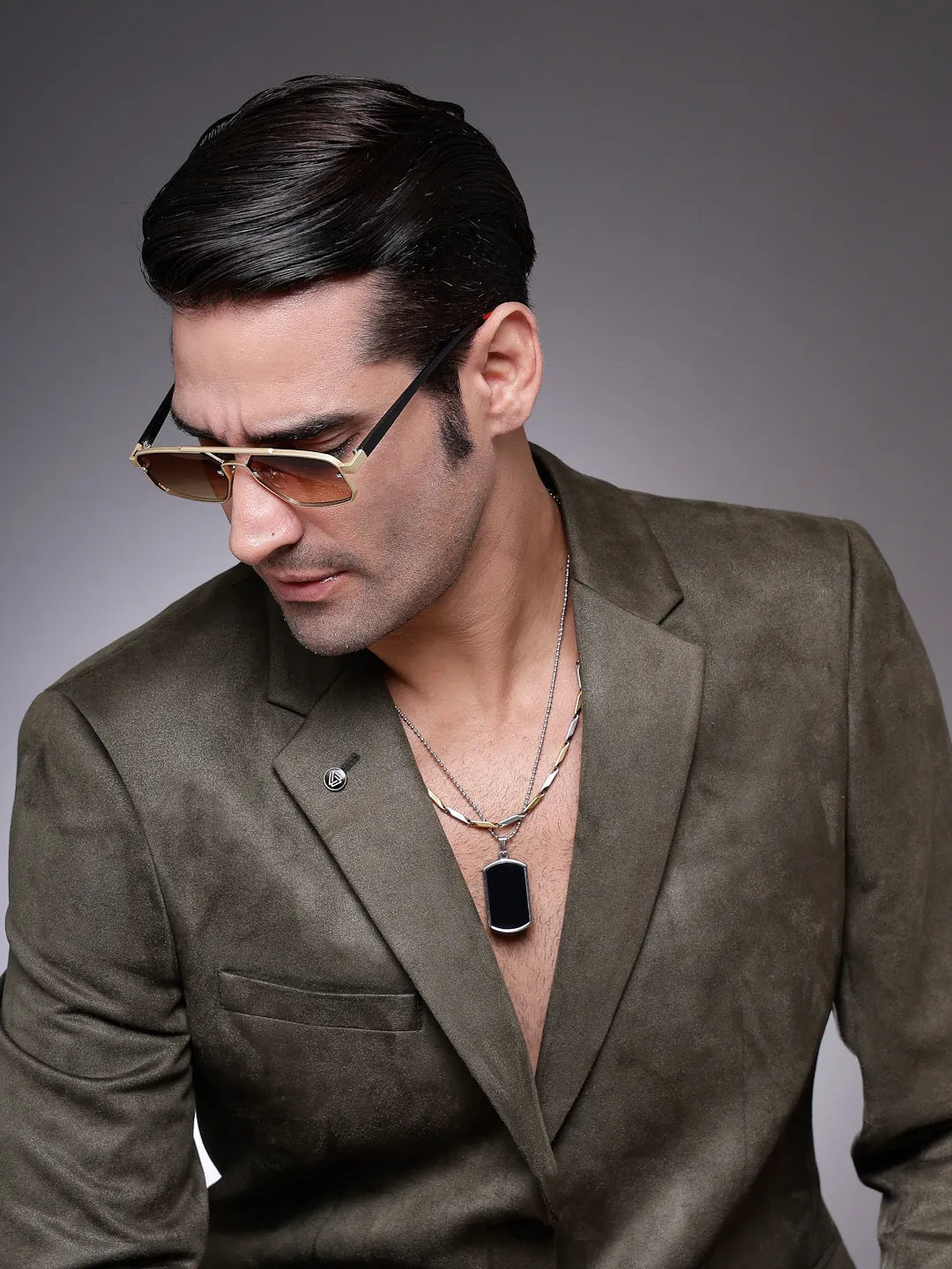 Shadron | Gredient Brown Medium Full Rim Rectangle Sunglasses for Men [UV-protected]