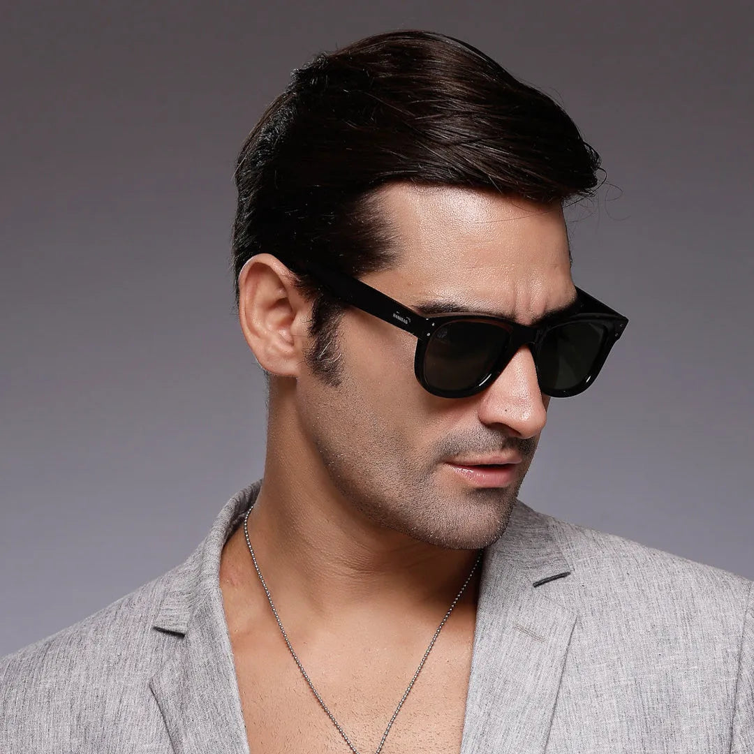 Nebulix | Black Medium Full Rim Wayfarer Sunglasses for Men [UV-protected]