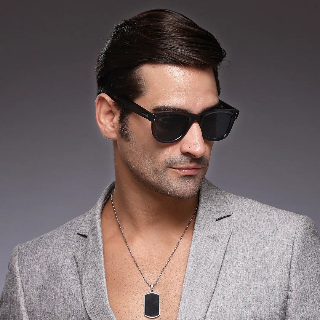 Nebulix | Grey Medium Full Rim Wayfarer Sunglasses for Men [UV-protected]