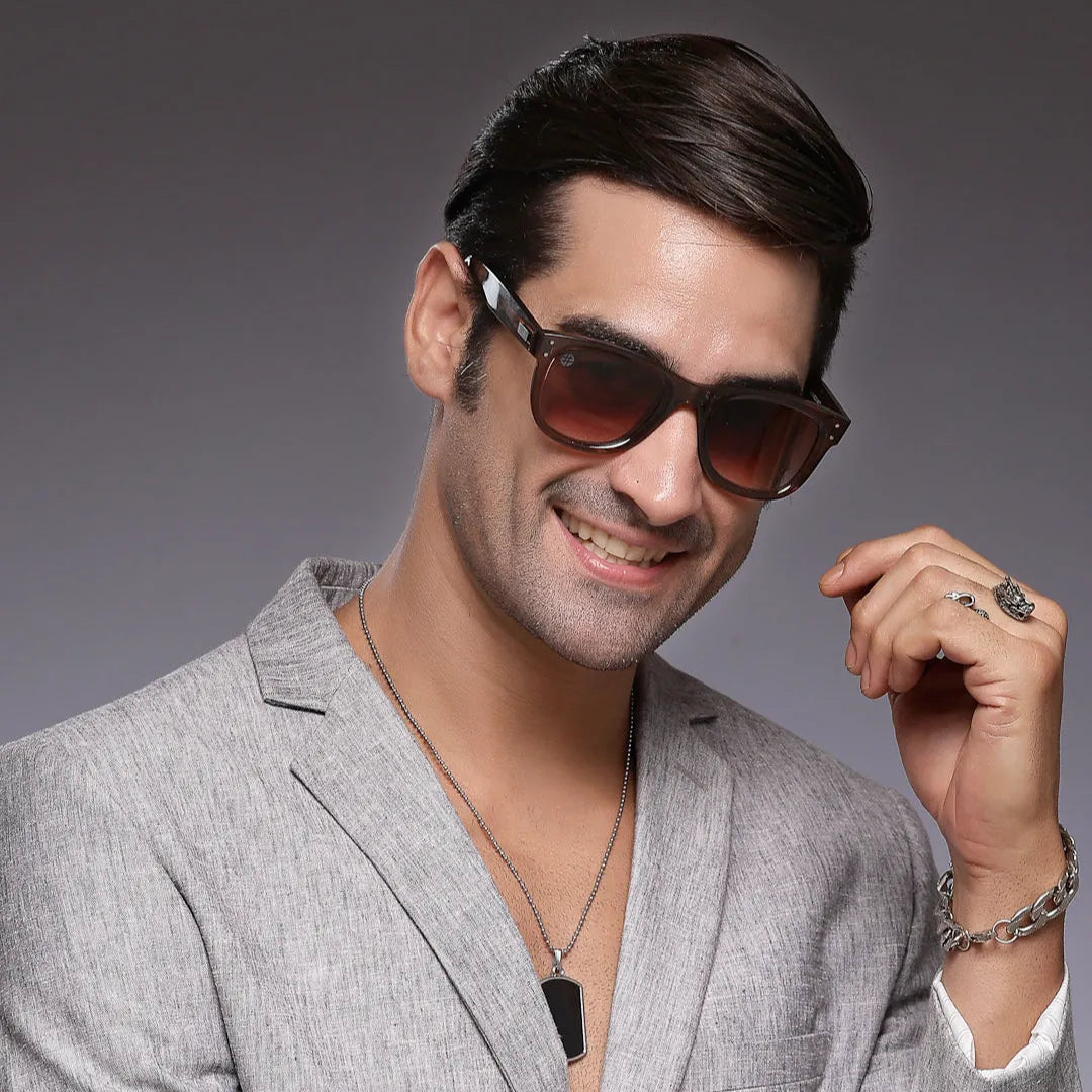 Nebulix | Brown Medium Full Rim Wayfarer Sunglasses for Men [UV-protected]
