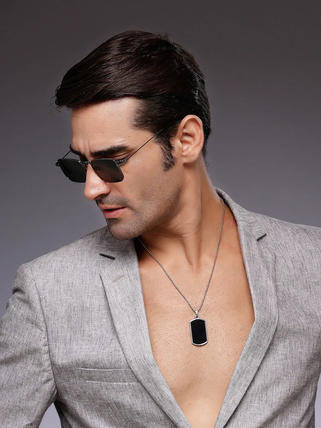 Feryn | Grey Medium Full Rim Rectangle Sunglasses for Men & Women [UV-protected]