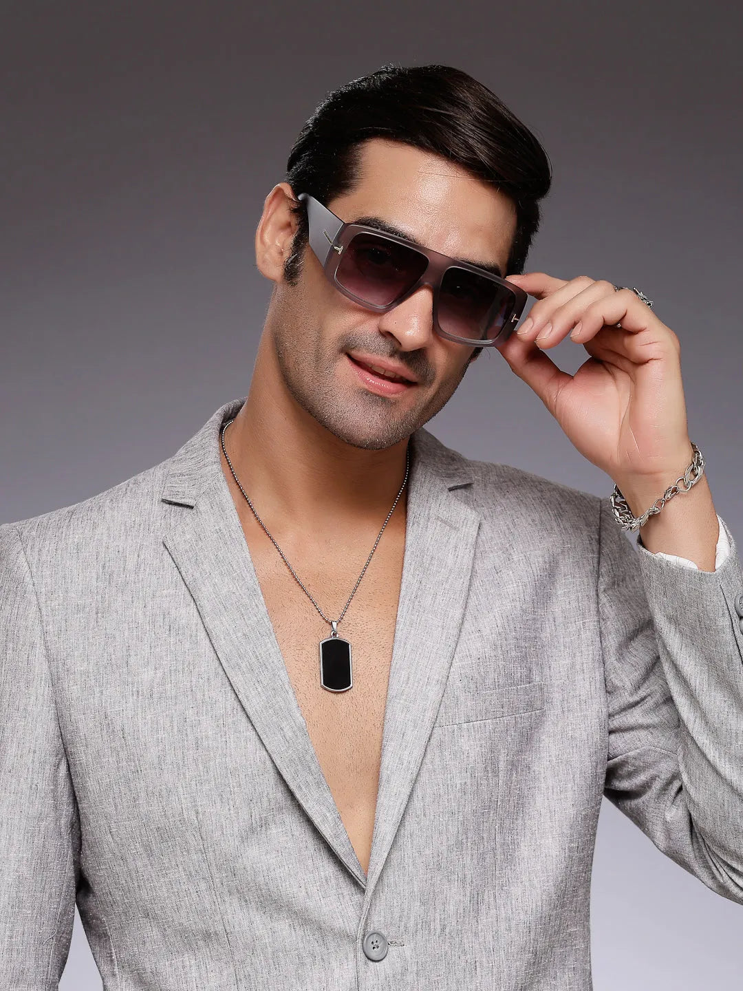 Helios | Grey Oversized Full Rim Square Sunglasses for Men & Women [UV-protected]