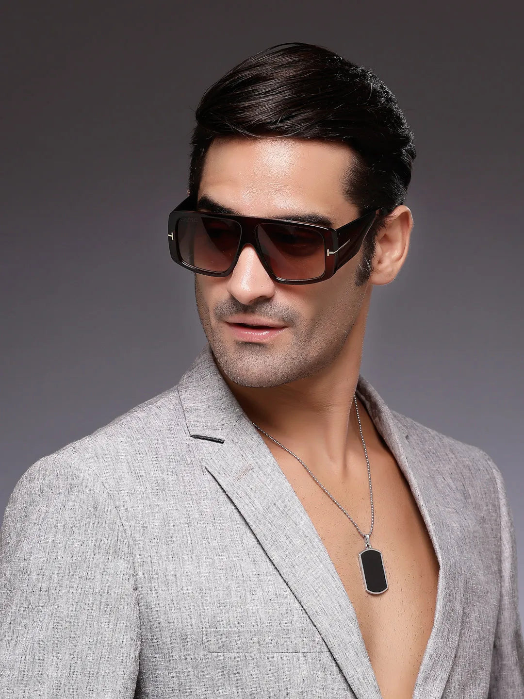 Helios | Gradient Grey Oversized Full Rim Square Sunglasses for Men & Women [UV-protected]
