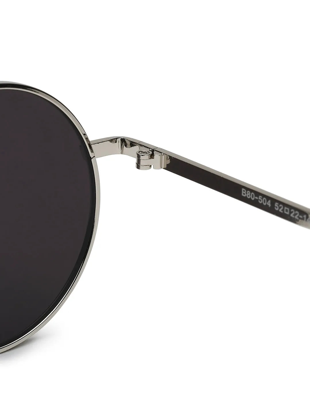 Ionara | Silver-Black Medium Full Rim Round Sunglasses for Men & Women [UV-protected]
