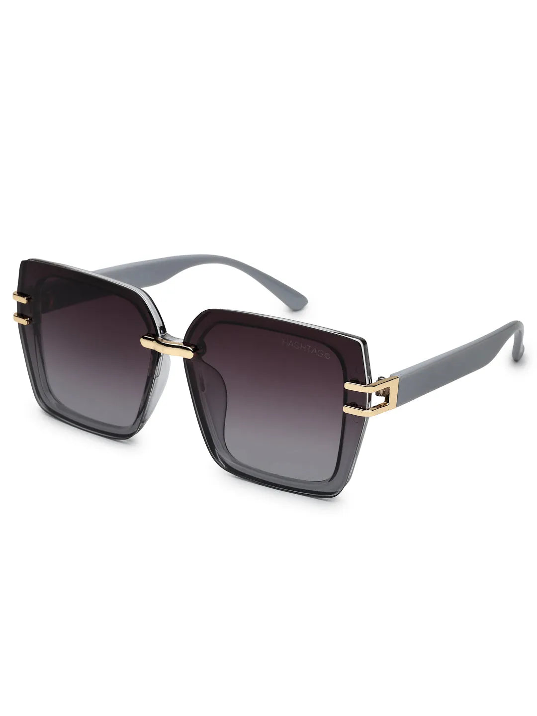 Valoria | Grey Large Full Rim Square Sunglasses for Women [UV-protected]