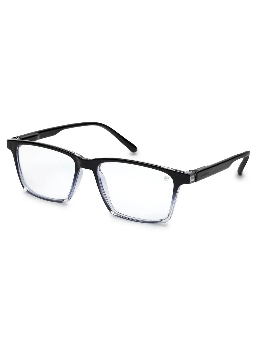 Aurora | Gradient Black Medium Full Rim Rectangle Computer Glasses for Men & Women [Blue Block]