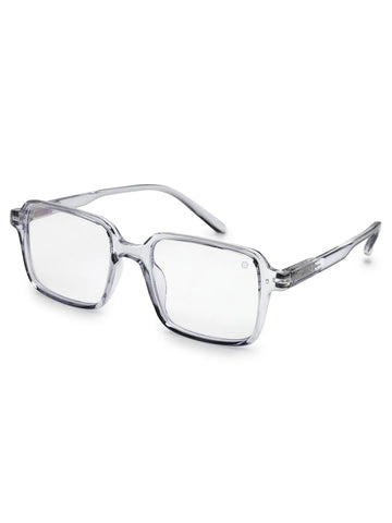 Enigma | Transparent Medium Full Rim Square Computer Glasses for Men & Women [Blue Block]