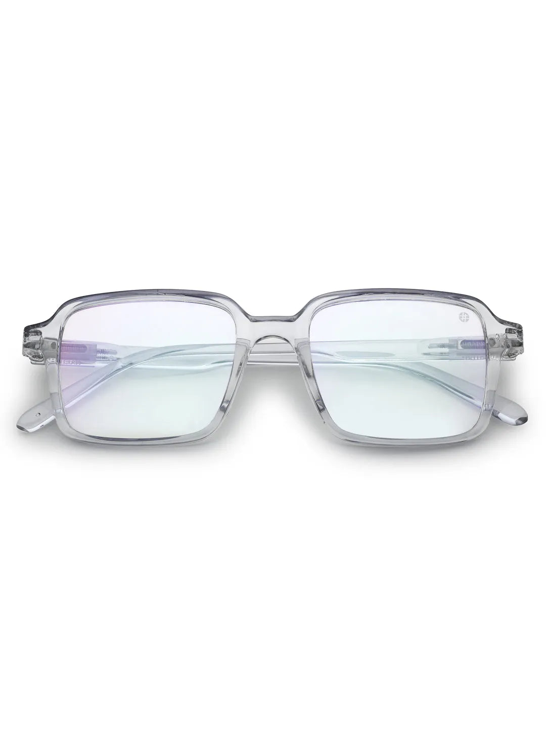 Enigma | Transparent Medium Full Rim Square Computer Glasses for Men & Women [Blue Block]