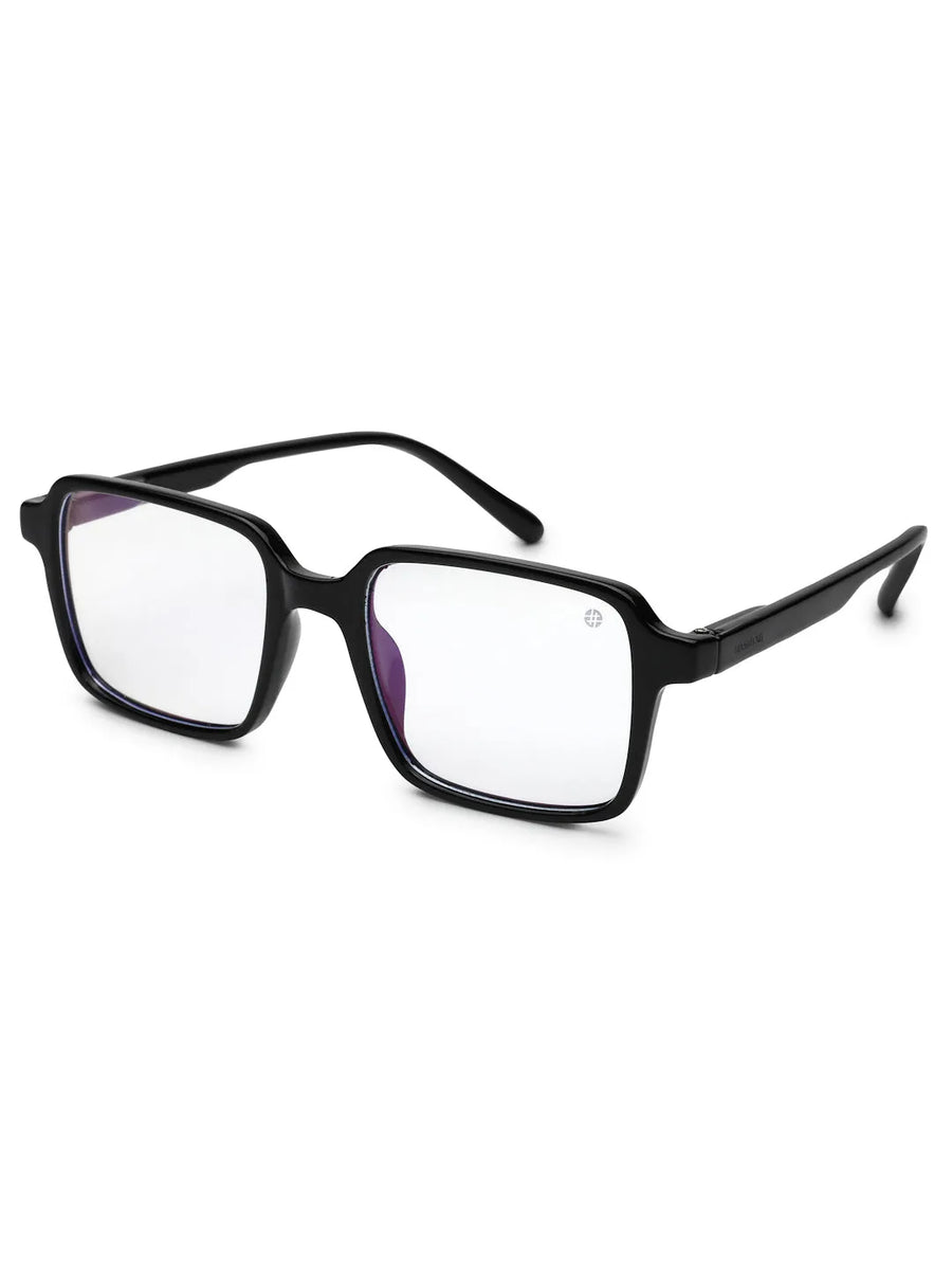 Enigma | Black Medium Full Rim Square Computer Glasses for Men & Women [Blue Block]