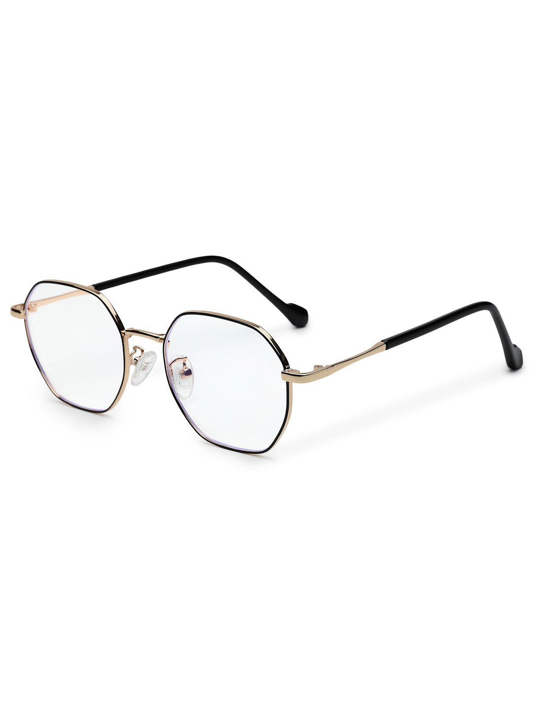Dravon | Golden & Black Medium Full Rim Hexagonal Computer Glasses for Men & Women [Blue Block]