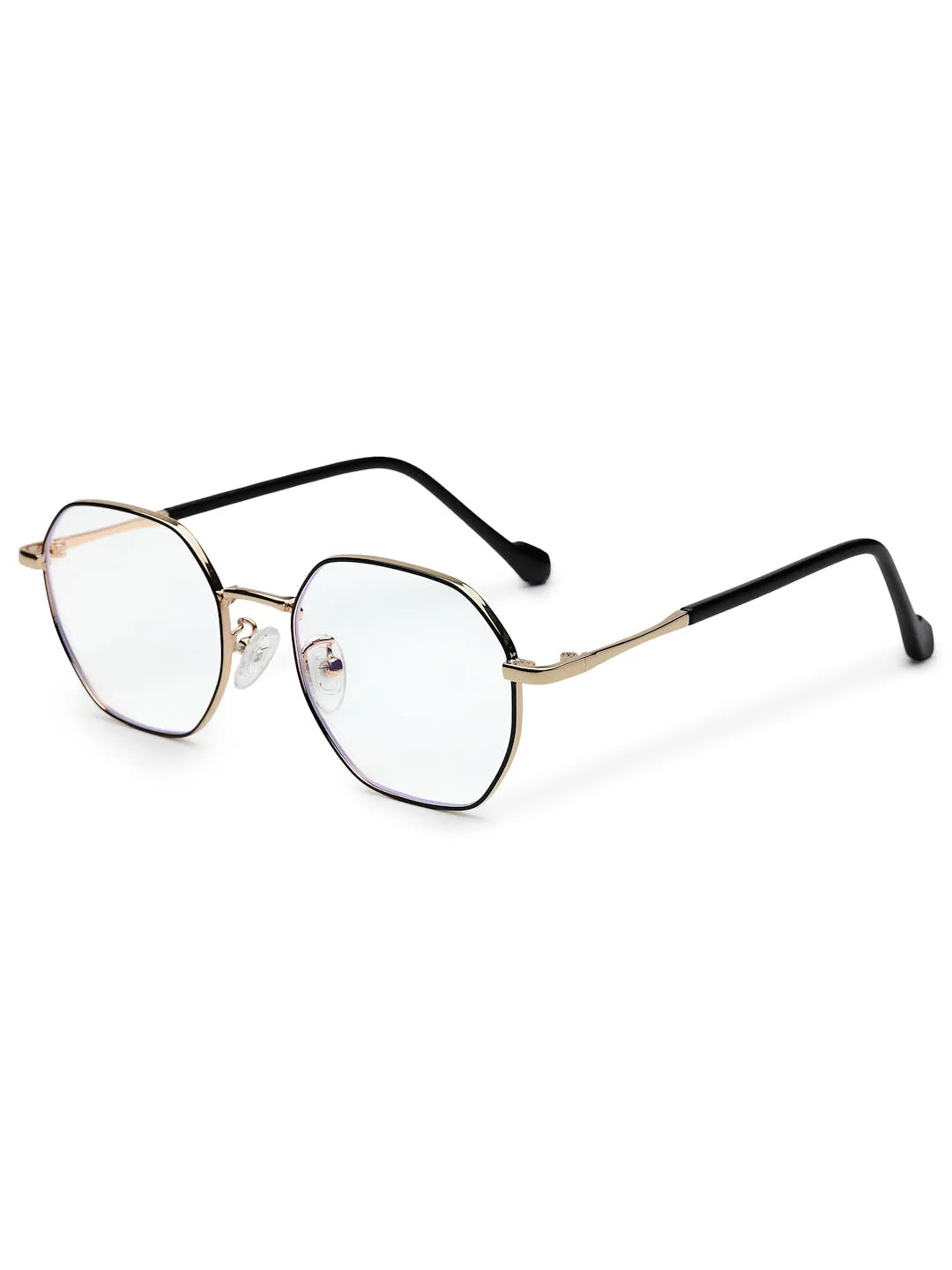 Dravon | Golden & Black Medium Full Rim Hexagonal Computer Glasses for Men & Women [Blue Block]