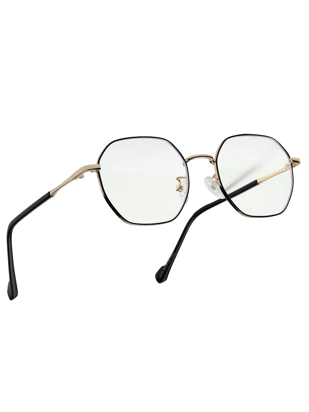 Dravon | Golden & Black Medium Full Rim Hexagonal Computer Glasses for Men & Women [Blue Block]
