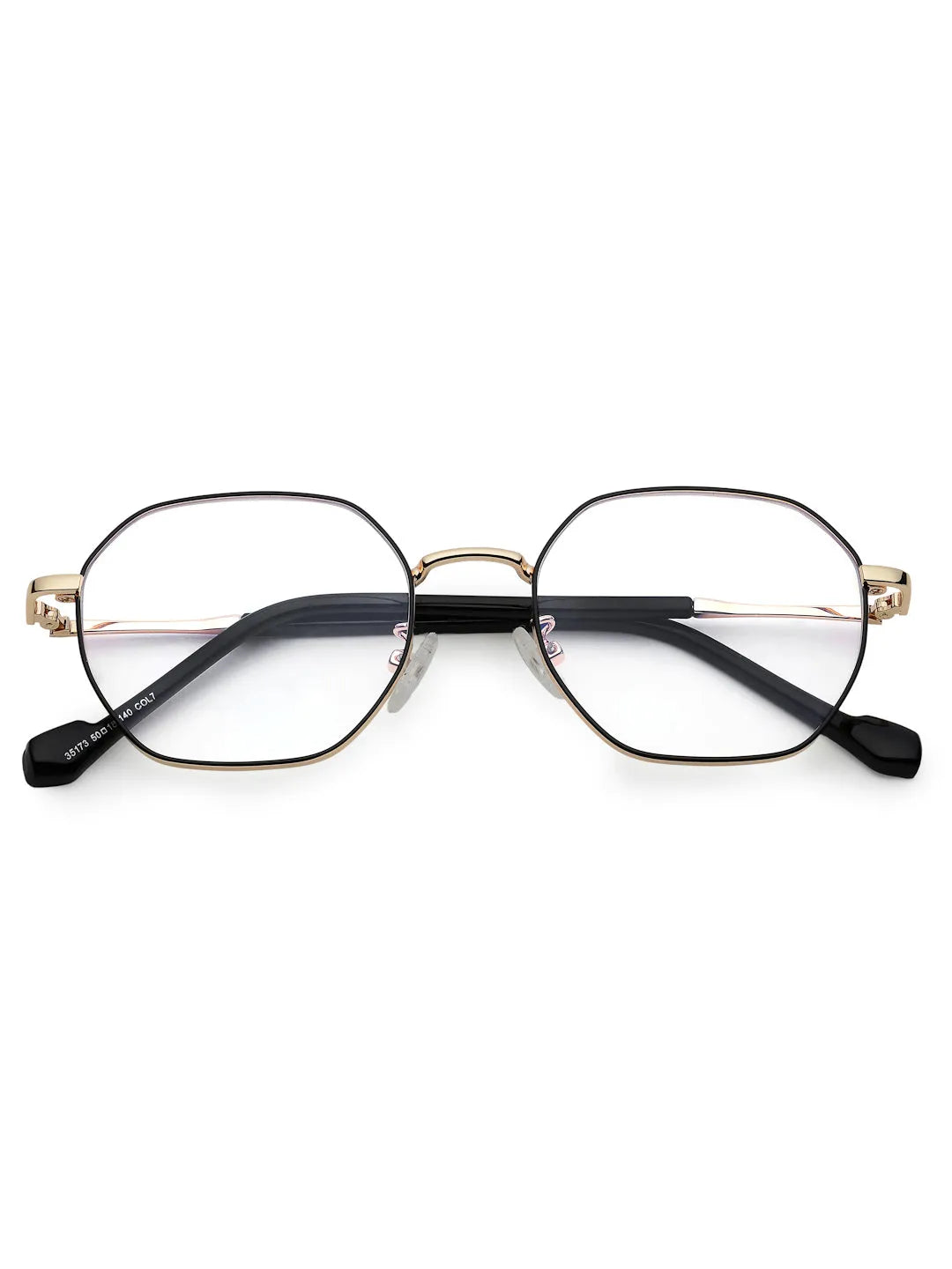 Dravon | Golden & Black Medium Full Rim Hexagonal Computer Glasses for Men & Women [Blue Block]