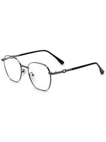 Frostis | Grey Small Full Rim Hexagonal Computer Glasses for Men & Women [Blue Block]